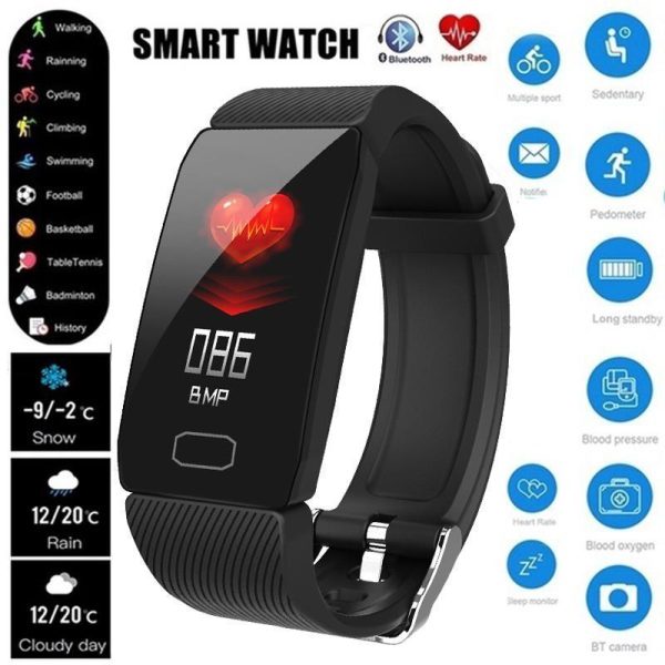 Smartwatches & Fitness Trackers |   Smart Watch Weather Display Blood Pressure Heart Rate Monitor Fitness Tracker Smart Band Sport Bracelet Waterproof Men Kids Electronics Smartwatches & Fitness Trackers