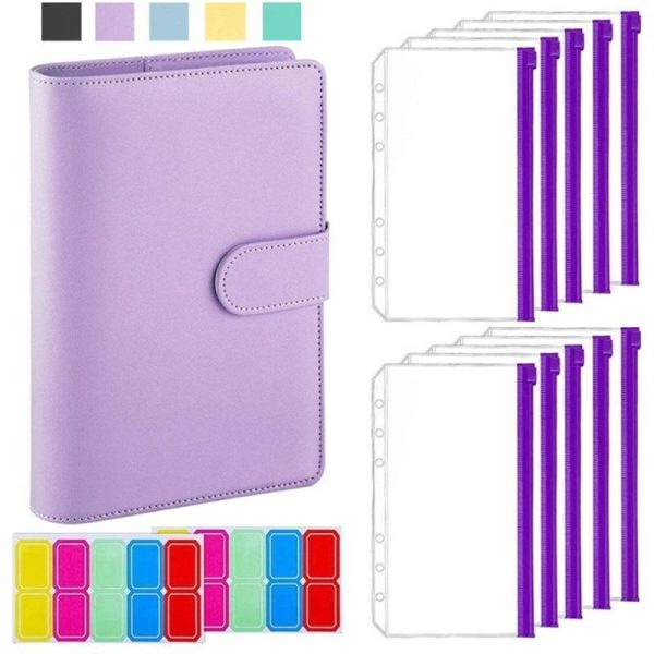 Storage |   A6 Leather Binder Cover 6 Rings Budget Binder Cash Envelope Money Saving Binder Home & Kitchen Storage