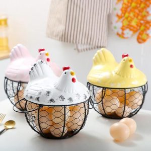 Storage |   Metal Egg Basket Cartoon Storage Holder Hollow Home & Kitchen Storage