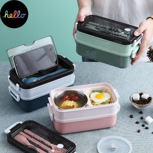 Storage |   New Bento Lunch Box For Student Office Worker Double Layer Microwave Warming Lunch Food Storage Container Home & Kitchen Storage