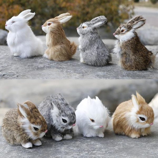 Stuffed Toys |   Mini Rabbits Plush Toys Animal Easter Bunny Simulation Rabbit Ornaments Toy Gift Animal Model Figurine Shop Window Showcase Dolls & Accessories Dolls & Accessories