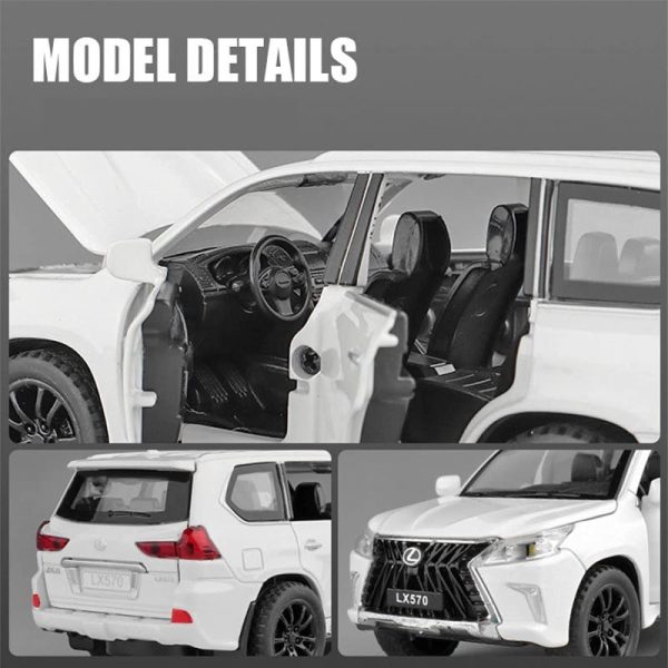 Toy Cars |   1/32 Scale Lexus Lx570 Off-Road Alloy Diecast Car Model, Pull Back Metal Vehicle Toy With Sound And Light 6 Open Doors For Kids Adults Gift Collection Toy Cars Toy Cars