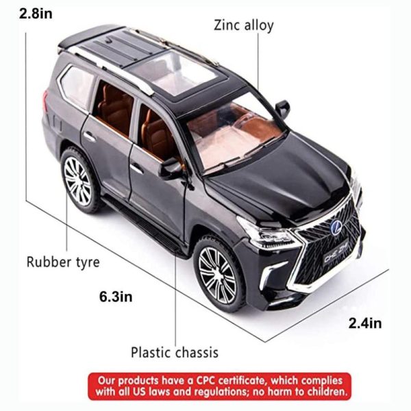 Toy Cars |   1/32 Scale Lexus Lx570 Off-Road Alloy Diecast Car Model, Pull Back Metal Vehicle Toy With Sound And Light 6 Open Doors For Kids Adults Gift Collection Toy Cars Toy Cars