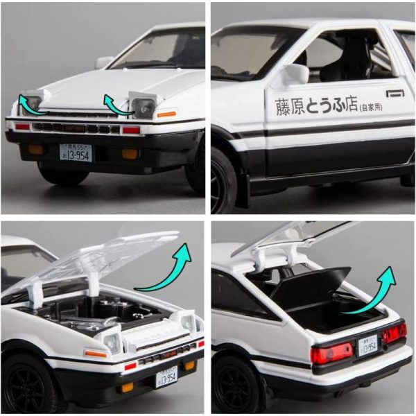 Toy Cars |   1/32 Scale Toyota Ae86 Initial D Model Car, Zinc Alloy Pull Back Toy Car With Sound And Light For Kids Boy Girl Gift Toy Cars Toy Cars