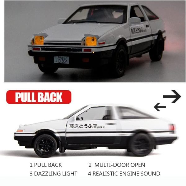 Toy Cars |   1/32 Scale Toyota Ae86 Initial D Model Car, Zinc Alloy Pull Back Toy Car With Sound And Light For Kids Boy Girl Gift Toy Cars Toy Cars