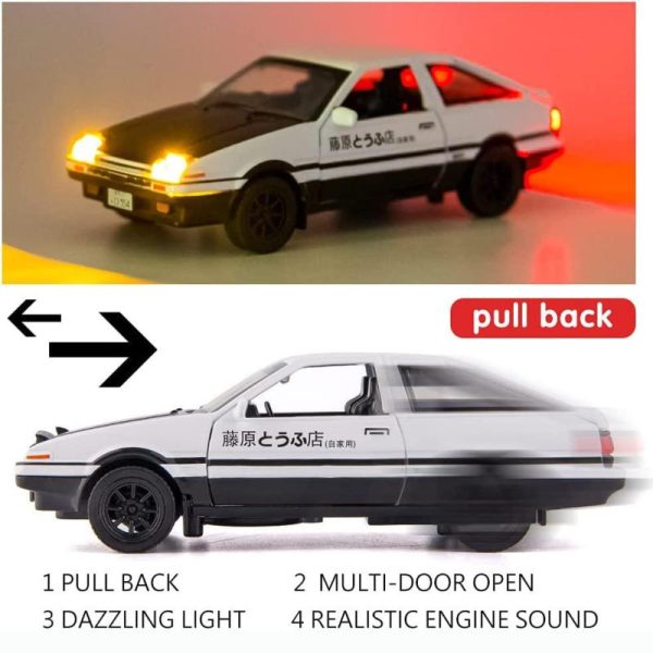 Toy Cars |   1/32 Scale Toyota Ae86 Initial D Model Car, Zinc Alloy Pull Back Toy Car With Sound And Light For Kids Boy Girl Gift Toy Cars Toy Cars