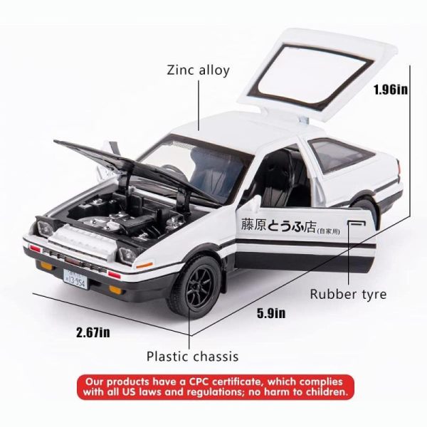 Toy Cars |   1/32 Scale Toyota Ae86 Initial D Model Car, Zinc Alloy Pull Back Toy Car With Sound And Light For Kids Boy Girl Gift Toy Cars Toy Cars