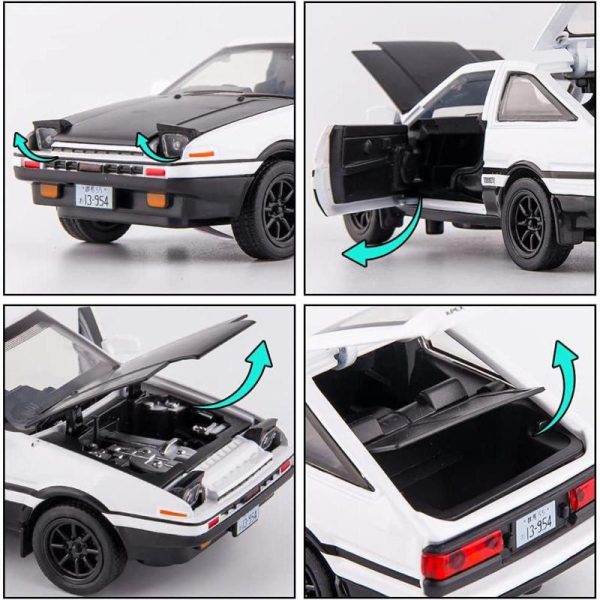 Toy Cars |   1/32 Scale Toyota Ae86 Initial D Model Car, Zinc Alloy Pull Back Toy Car With Sound And Light For Kids Boy Girl Gift Toy Cars Toy Cars