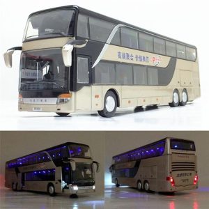 Toy Cars |   Alloy Pull Back Bus Model High Imitation Double Sightseeing Bus Flash Toy Vehicle Toy Cars Toy Cars