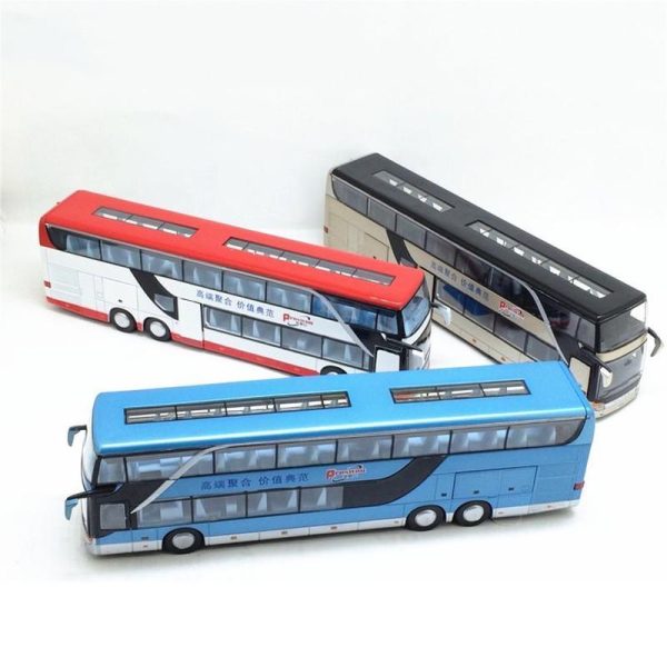 Toy Cars |   Alloy Pull Back Bus Model High Imitation Double Sightseeing Bus Flash Toy Vehicle Toy Cars Toy Cars