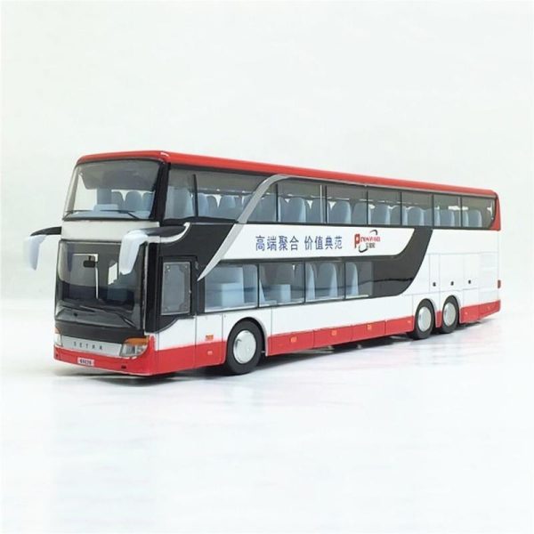 Toy Cars |   Alloy Pull Back Bus Model High Imitation Double Sightseeing Bus Flash Toy Vehicle Toy Cars Toy Cars