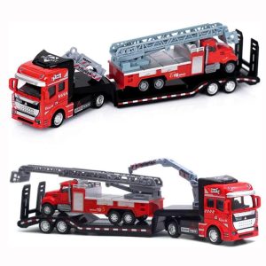 Toy Cars |   Fire Truck Toys Set Of 2, Pull Back Transport Car Play Vehicles, Includes Extendable Ladder Fire Engine And Diecast Fire Rescue Truck Toy Cars Toy Cars