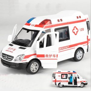 Toy Cars |   White Ambulance Medical Vehicles Toys 1/36 Alloy Diecast Car Model With Light&Sound Toy Cars Toy Cars