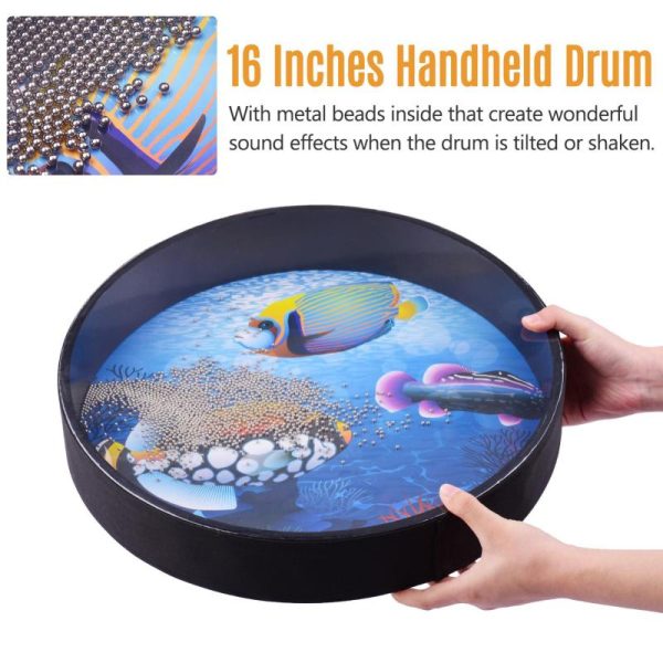 Toy Musical Instruments |   16 Inch Ocean Drum Wooden Handheld Sea Wave Drum Percussion Instrument Gentle Sea Sound Musical Toy Toy Musical Instruments Toy Musical Instruments