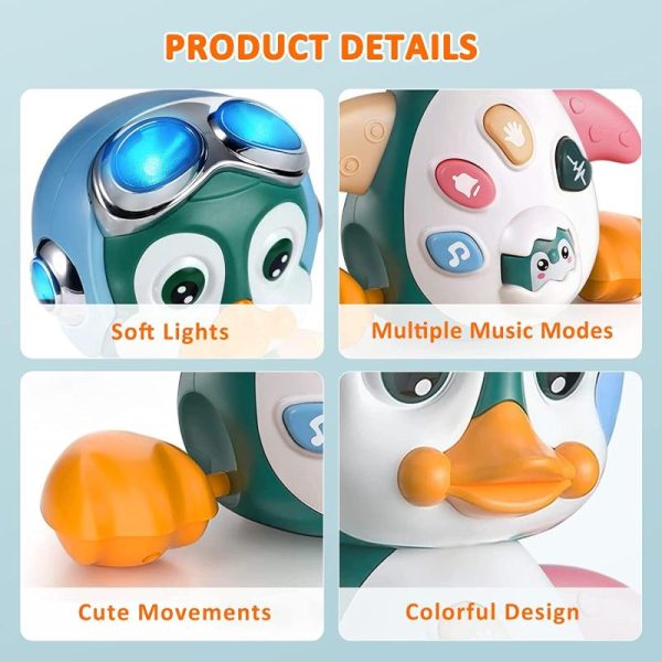 Toy Musical Instruments |   Baby Musical Toys, Infant Crawling Toy W/Lights Sounds, Interactive Penguin Early Educational Learning Moving Walking Baby Toy,1~3 Year Old Kids Toy Musical Instruments Toy Musical Instruments