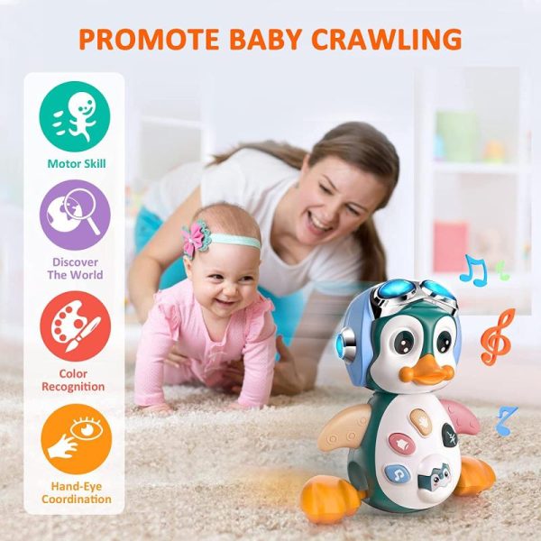 Toy Musical Instruments |   Baby Musical Toys, Infant Crawling Toy W/Lights Sounds, Interactive Penguin Early Educational Learning Moving Walking Baby Toy,1~3 Year Old Kids Toy Musical Instruments Toy Musical Instruments