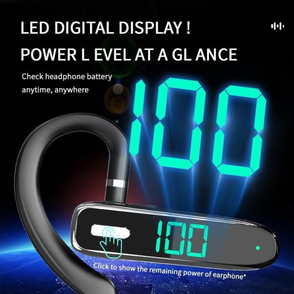 Video & Audio |   Led Display Business Single-Ear Headphone Hanging Ear Type 5.3 Bluetooth Headset Handfree Calling Wireless Headphone Electronics Video & Audio