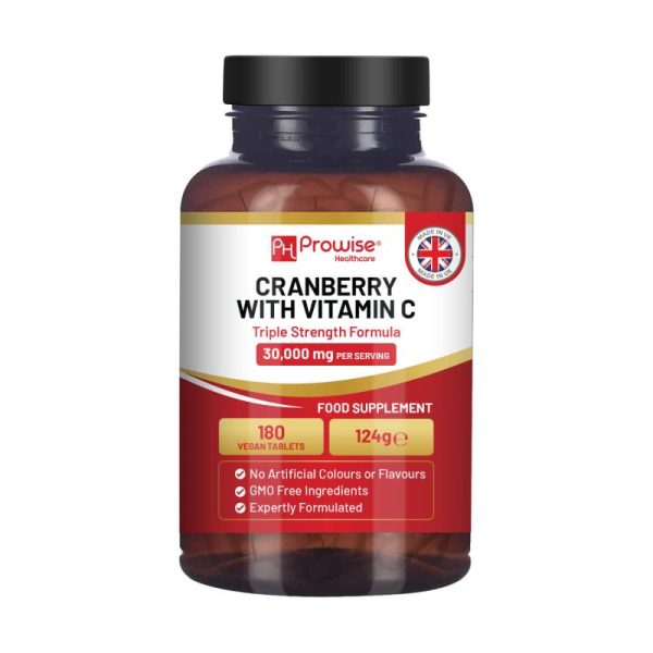 Vitamins & Food Supplements |   Triple Strength Cranberry 30,000Mg Added With Vitamin C I 180 Vegan Tablets I Uti Support For I Made In The Uk By Prowise Health Vitamins & Food Supplements