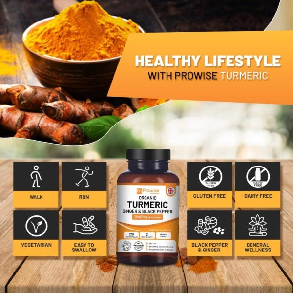 Vitamins & Food Supplements |   Turmeric Ginger Black Pepper 1440Mg  – 120 Capsules | Uk Made By Prowise Healthcare Health Vitamins & Food Supplements