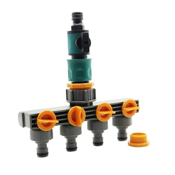 Watering & Irrigation |   1 Set (3 Pcs) 4 Way Shunt Water Pipe Splitter Hose Connector With Irrigation Control Valve Garden Irrigation Quick Connectors Outdoors & Garden Watering & Irrigation