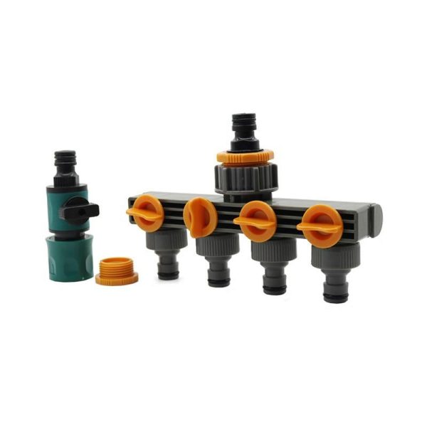 Watering & Irrigation |   1 Set (3 Pcs) 4 Way Shunt Water Pipe Splitter Hose Connector With Irrigation Control Valve Garden Irrigation Quick Connectors Outdoors & Garden Watering & Irrigation