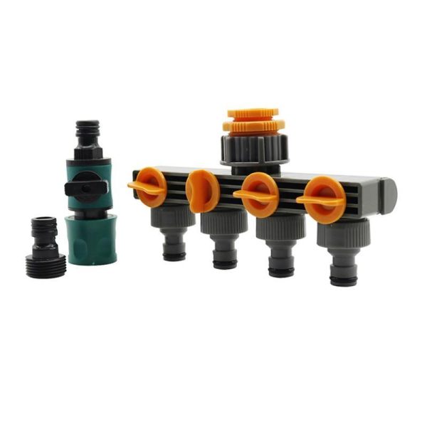 Watering & Irrigation |   1 Set (3 Pcs) 4 Way Shunt Water Pipe Splitter Hose Connector With Irrigation Control Valve Garden Irrigation Quick Connectors Outdoors & Garden Watering & Irrigation