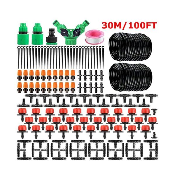 Watering & Irrigation |   100Ft 30M Auto Drip Irrigation System Kit Water Saving Timer Micro Sprinkler Garden Watering For Lawns Courtyards Gardens Outdoors & Garden Watering & Irrigation