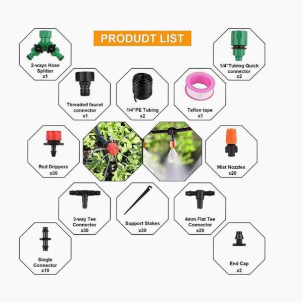 Watering & Irrigation |   100Ft 30M Auto Drip Irrigation System Kit Water Saving Timer Micro Sprinkler Garden Watering For Lawns Courtyards Gardens Outdoors & Garden Watering & Irrigation