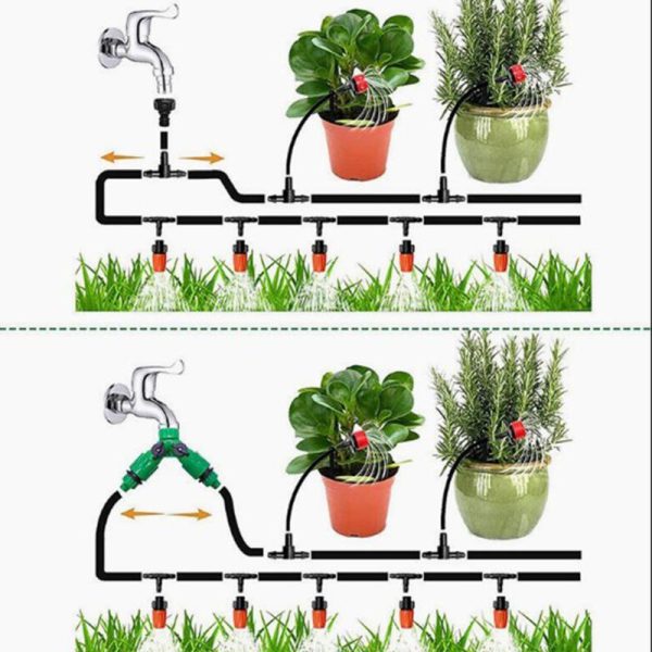 Watering & Irrigation |   100Ft 30M Auto Drip Irrigation System Kit Water Saving Timer Micro Sprinkler Garden Watering For Lawns Courtyards Gardens Outdoors & Garden Watering & Irrigation