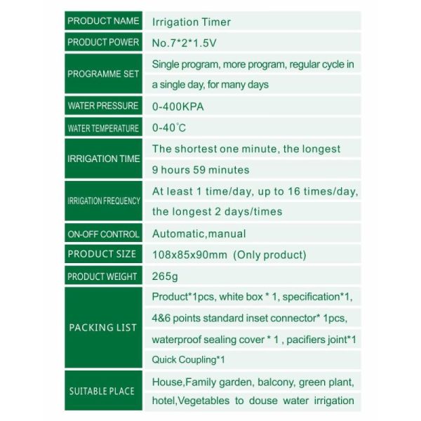 Watering & Irrigation |   16 Programs Setting Timer Irrigation Controller Lcd Display Automatic Flower Plant Watering Device Outdoors & Garden Watering & Irrigation