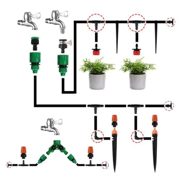 Watering & Irrigation |   200Pcs Garden Drip Irrigation Connectors Watering Fittings Kit For 4/7 Hose Outdoors & Garden Watering & Irrigation