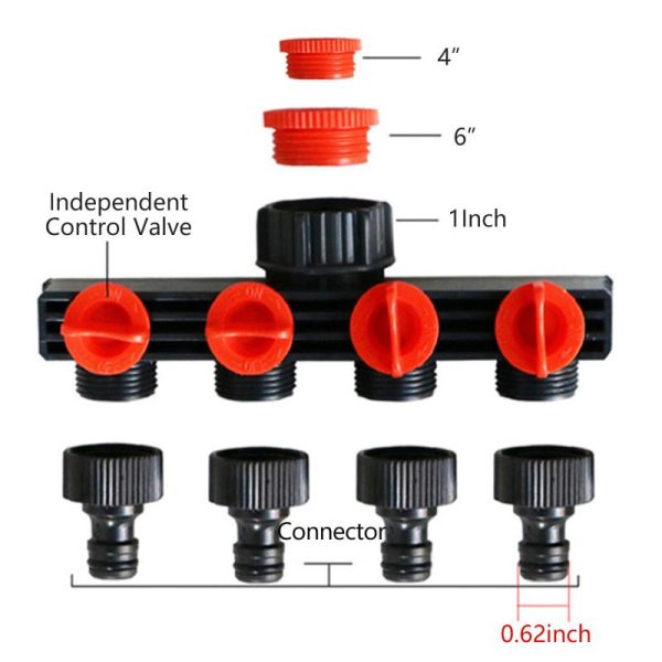 Watering & Irrigation |   4 Way Garden Hose Splitters Faucet Diverter Tap Hose Connector Hose Pipe Splitter 4 Way Water Outdoors & Garden Watering & Irrigation