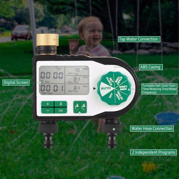 Watering & Irrigation |   Digital Automatic Watering Timer With 2 Hose Connectors Programmed Garden Irrigation Timer Faucet Outdoors & Garden Watering & Irrigation