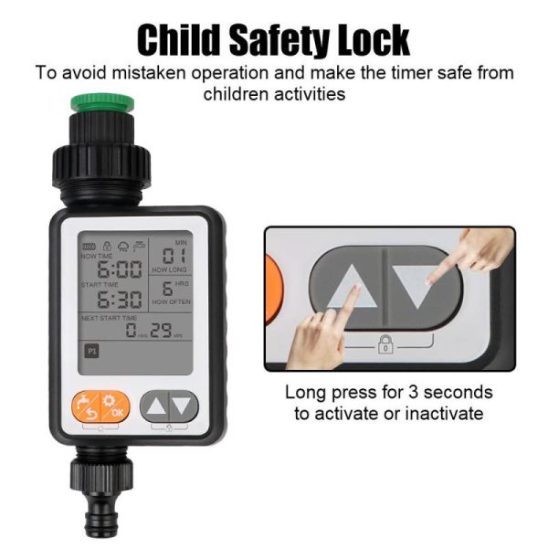 Watering & Irrigation |   Large Screen Multiple Program Irrigation Controller Garden Watering Timer Automatic Battery Operated Child Lock Manual Mode Outdoors & Garden Watering & Irrigation