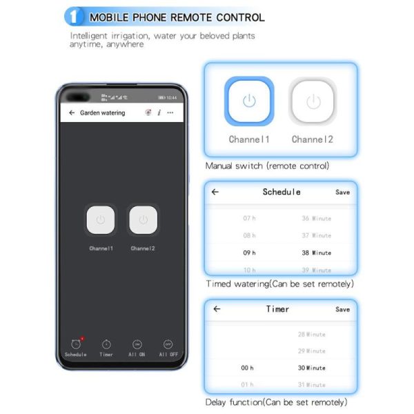 Watering & Irrigation |   Wifi Intelligent Watering Device Double Pump Timed Automatic Drip Irrigation System Remote App Outdoors & Garden Watering & Irrigation