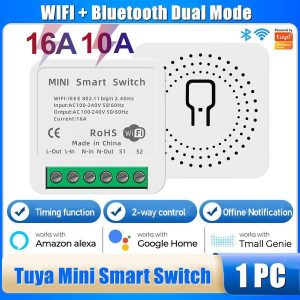 Wearables |   16A Tuya Wifi Smart Switch 2-Way Control Switch Mini Smart Breaker Wifi+Bluetooth Dual Modes Work With Amazon Alexa And Google Home/Tmall Genie Electronics Smart Home