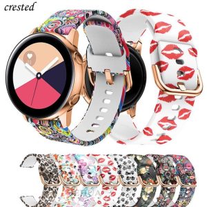 Wearables |   20Mm Watch Strap For Samsung Galaxy Watch Active 2/42Mm Gear S2/Sport Band Printed Silicone Bracelet Amazfit Bip Active2 42Mm Electronics Wearables