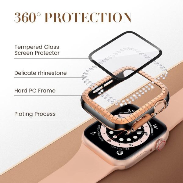 Wearables |   Case+Glass For Apple Watch 44Mm 45Mm 38Mm 42Mm 40Mm 41Mm Iwatch Accessories Diamond +Screen Protector For Iwatch Series 7 6 5 4 3 2 1 Electronics Wearables