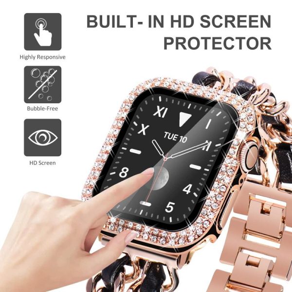 Wearables |   Case+Glass For Apple Watch 44Mm 45Mm 38Mm 42Mm 40Mm 41Mm Iwatch Accessories Diamond +Screen Protector For Iwatch Series 7 6 5 4 3 2 1 Electronics Wearables