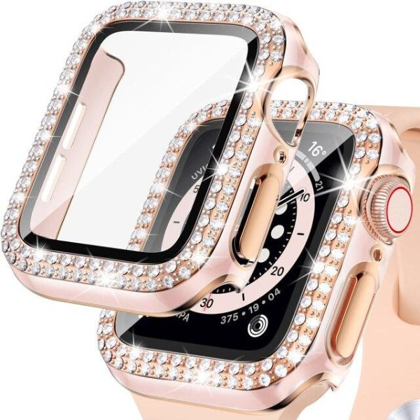 Wearables |   Case+Glass For Apple Watch 44Mm 45Mm 38Mm 42Mm 40Mm 41Mm Iwatch Accessories Diamond +Screen Protector For Iwatch Series 7 6 5 4 3 2 1 Electronics Wearables