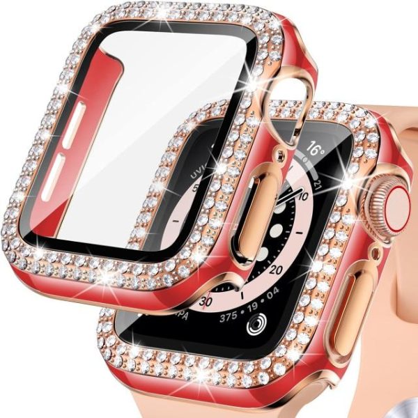 Wearables |   Case+Glass For Apple Watch 44Mm 45Mm 38Mm 42Mm 40Mm 41Mm Iwatch Accessories Diamond +Screen Protector For Iwatch Series 7 6 5 4 3 2 1 Electronics Wearables