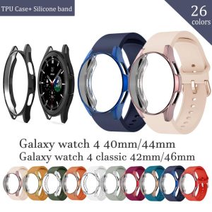 Wearables |   Sport Case+Silicone Band For Samsung Galaxy Watch 4 44Mm 40Mm Classic 46Mm 42Mm Screen Protector Watchband Ridge Bracelet For Galaxy Watch 4 Strap Electronics Wearables