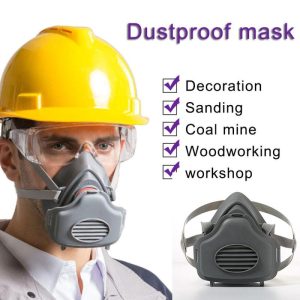 Home Security |   Half Face Rubber Anti-Dust Mask Industrial Particulate Dust Filter Pm2.5 Respirator Home & Kitchen Home Security