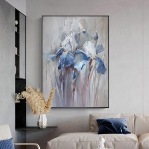 Home Decor |   Handmade Palette Knife Classic Flowers Oil Painting Decorative Wall No Frame Textured Canvas Wall Art Entrance Home Decor Home & Kitchen Home Decor