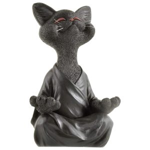 Home Decor |   Whimsical Black Buddha Cat Figurine Meditation Yoga Collectible Happy Cat Decor Art Sculptures Garden Statues Home Decor Home & Kitchen Home Decor