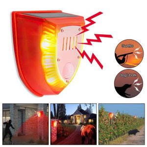 Home Security |   Solar Powered Infrared Motion Sensor Detector Alarm Light With 129Db Dog Barking Independent Security Alarm For Home Garden Farm Home & Kitchen Home Security