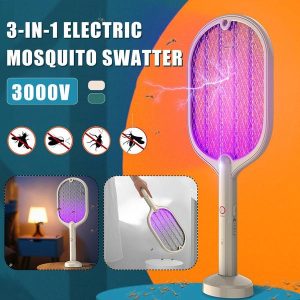 Household Supplies |   Electric 3In1 Insect Racket Swatter Zapper Usb Rechargeable Mosquito Swatter Kill Fly Zapper Killer Trap Home & Kitchen Household Supplies