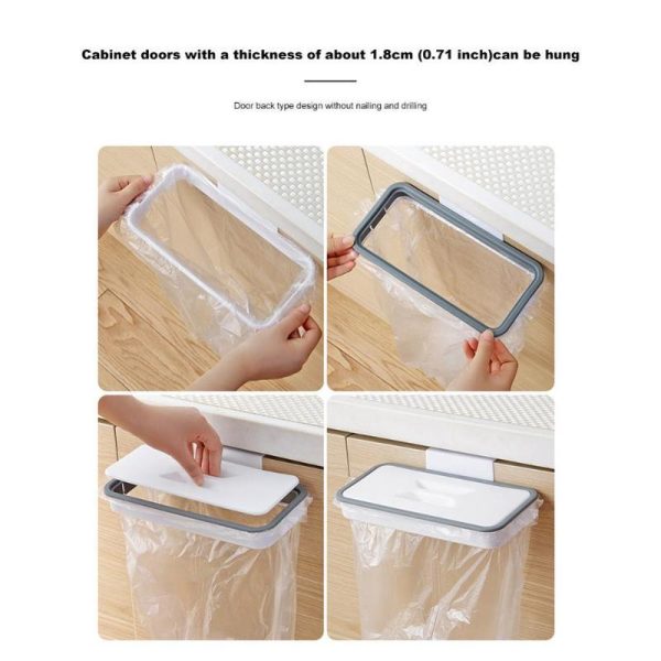 Storage |   1 X Garbage Bag Holder, Portable Plastic Garbage Bag Organiser With Lid, Hanging Garbage Bag Holder, Cabinet Door Hanger Home & Kitchen Storage