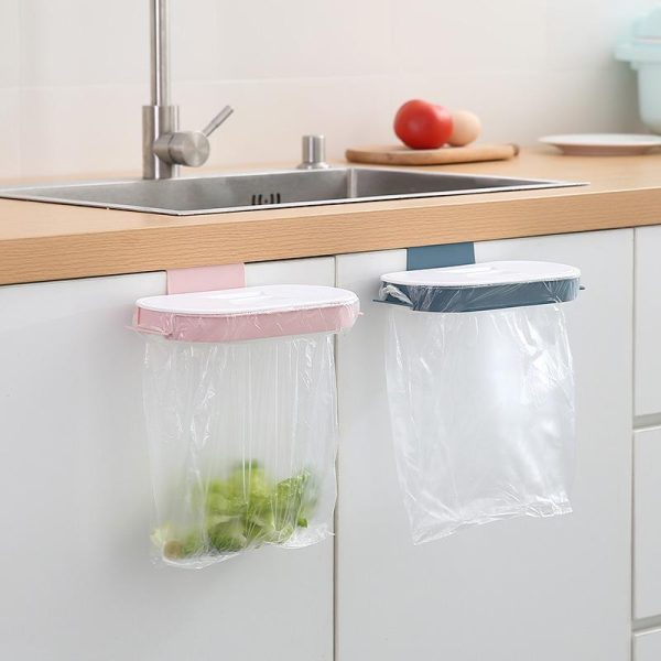 Storage |   1 X Garbage Bag Holder, Portable Plastic Garbage Bag Organiser With Lid, Hanging Garbage Bag Holder, Cabinet Door Hanger Home & Kitchen Storage