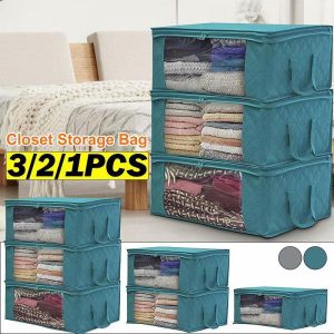 Storage |   1/2/3Pcs Clothing Wardrobe Organizer Bag Clothes Blanket Quilt Closet Box Bag Home Foldable Storage Home & Kitchen Household Supplies